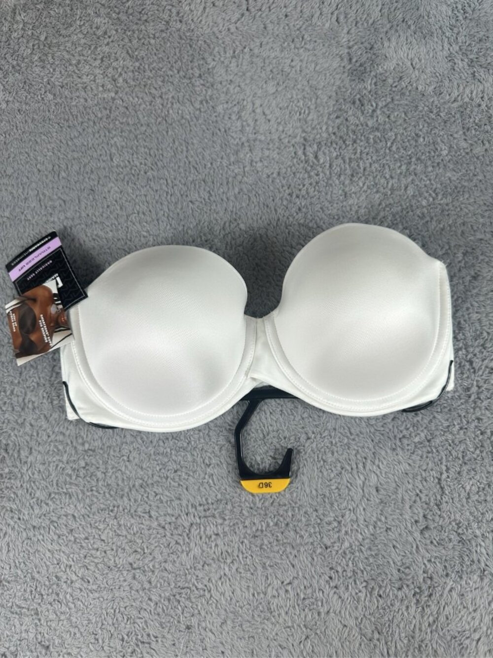 Maidenform Stay Put Strapless Push Up Underwire Bra White Size 36D